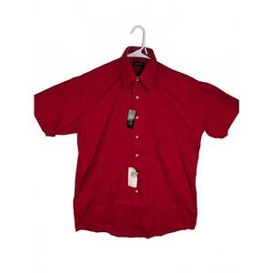 Arrow Wrinkle Free Poplin Solid Button Down Shirt Mens Large 16 Short Sleeve